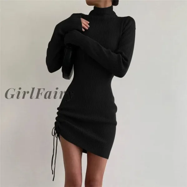 Buy RIBBED WITH DRAWSTRINGS ON MY GREY BODYCON DRESS for Women