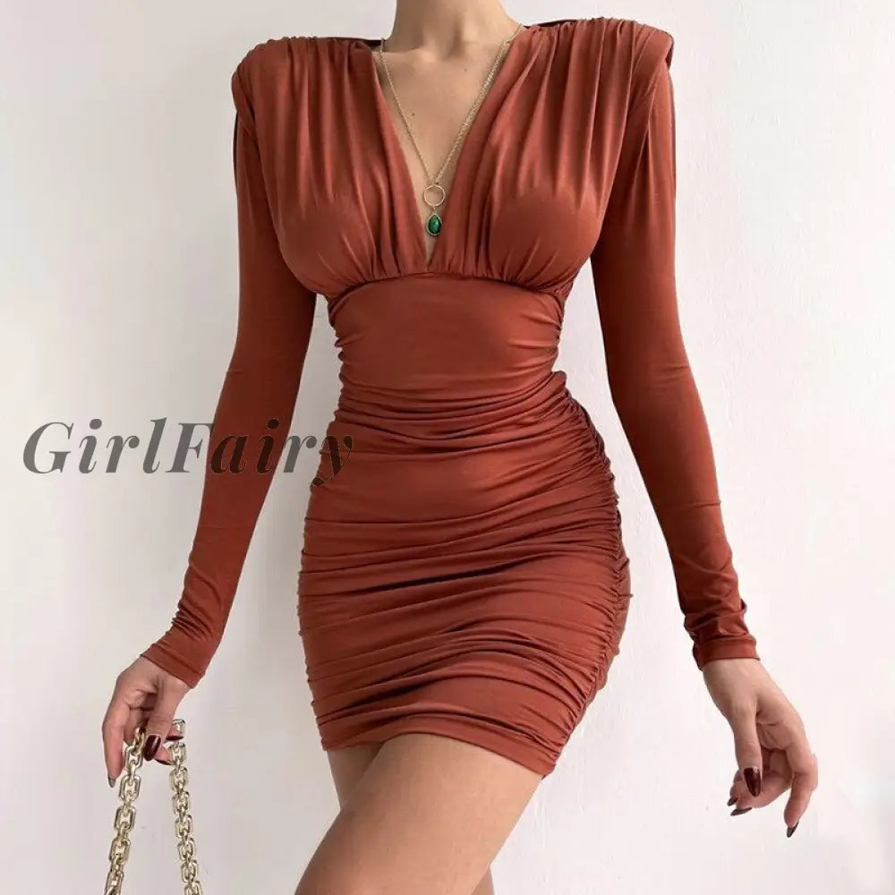 Only 23.66 usd for Girlfairy Fashion Sexy Deep V Neck Long Sleeve Bodycon  Dresses Winter Black Coctail Dress For Women Elegant Party Wear Online at  the Shop